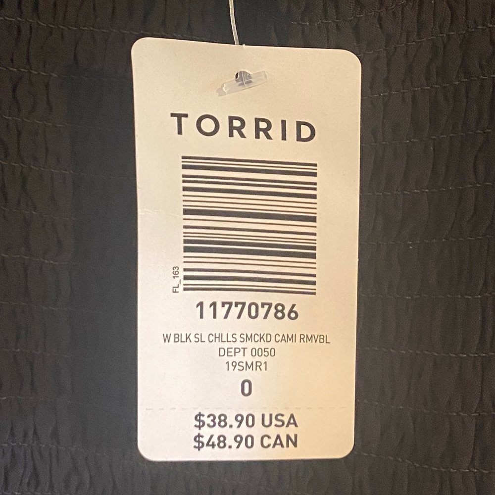 NWT - Torrid 0/12 - Black Smocked Challis Cropped Cami - Picture 10 of 10